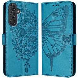 Mobigear Butterfly Samsung Galaxy M55 Klapphülle Portemonnaie - Blau