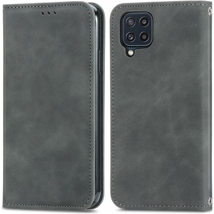 Mobigear Retro Slim Samsung Galaxy M32 4G Hülle Klapphülle Geldbörse - Grau