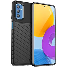 Mobigear Groove Samsung Galaxy M52 Hülle Flexibles TPU Backcover - Schwarz