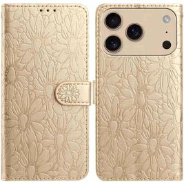 Mobigear Flowers iPhone 17 Pro Hülle Klapphülle Geldbörse - Gold