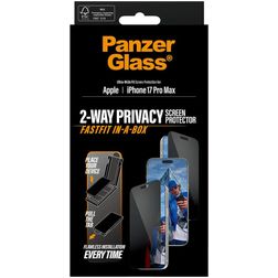 PanzerGlass FastFit iPhone 17 Pro Max Gehärtetes Glas Displayschutz Privacy - Hüllenfreundlich + Applikator - Schwarz