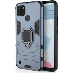 Mobigear Armor Ring Realme C25Y Hülle Hardcase Backcover Stoßfest mit Ringhalter - Blau