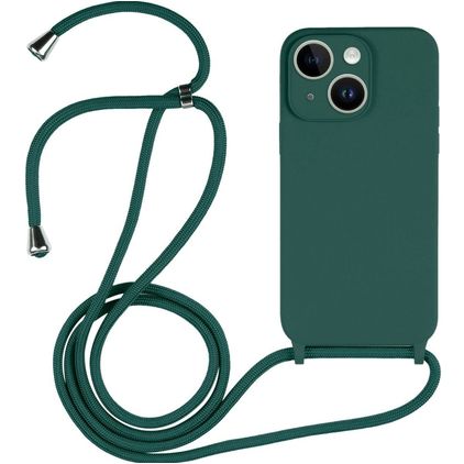 Mobigear Lanyard iPhone 14 Silikon Handykette - Dunkelgrün
