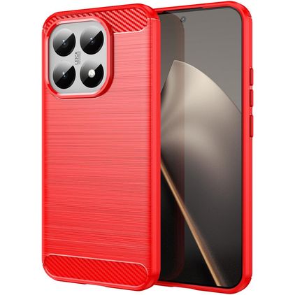 Mobigear Brushed Slim Xiaomi 15T Hülle Flexibles TPU Backcover - Rot