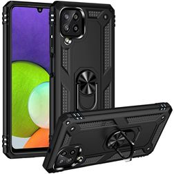 Mobigear Armor Ring Samsung Galaxy A22 4G Hülle Hardcase Backcover Stoßfest mit Ringhalter - Schwarz
