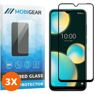 Mobigear Premium Wiko View 4 Lite Panzerglas Gehärtetes Glas Displayschutz - Hüllenfreundlich - Schwarz (3er Pack)