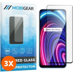 Mobigear Premium Realme C25Y Panzerglas Displayschutz - Hüllenfreundlich - Schwarz (3er Pack)