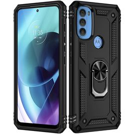 Mobigear Armor Ring Motorola Moto G71 5G Hülle Hardcase Backcover Stoßfest mit Ringhalter - Schwarz