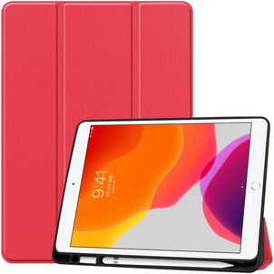 Mobigear Tri-Fold Gel iPad 9 (2021) Hülle TPU,Kunstleder Klapphülle + Stifthalter - Rot