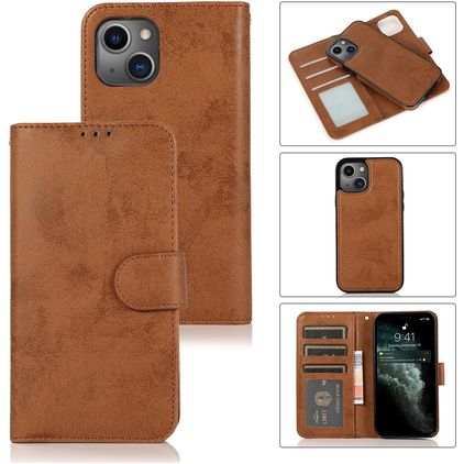 Mobigear Wallet iPhone 13 Mini Hülle Abnehmbare 2in1 Klapphülle Geldbörse - Braun