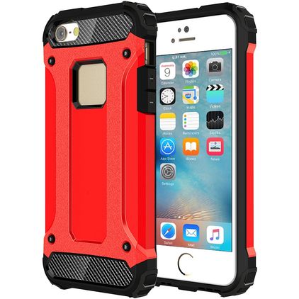 Mobigear Outdoor iPhone SE (2016) Hülle Hardcase Backcover Stoßfest - Rot