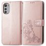 Mobigear Clover Motorola Moto E32s Hülle Klapphülle Geldbörse - Roségold