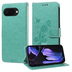 Mobigear Flowers Google Pixel 9a Hülle Klapphülle Geldbörse - Grün