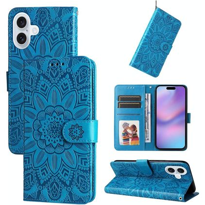 Mobigear Sunflower iPhone 17 Hülle Klapphülle Geldbörse - Blau