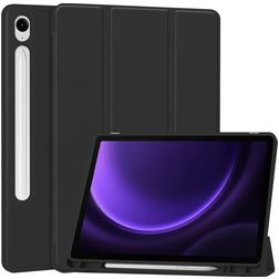 Mobigear Tri-Fold Gel Samsung Galaxy Tab S9 FE Hülle TPU,Kunstleder Klapphülle + Stifthalter - Schwarz