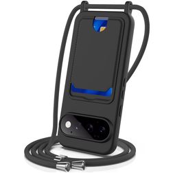 Mobigear Lanyard Card Google Pixel 11 Pro Silikon Handykette mit Kartenhalter - Schwarz
