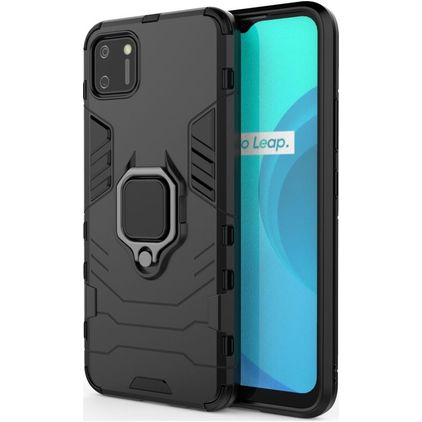 Mobigear Armor Ring Realme C11 (2020) Hülle Hardcase Backcover Stoßfest mit Ringhalter - Schwarz