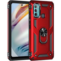 Mobigear Armor Ring Motorola Moto G60 Hülle Hardcase Backcover Stoßfest mit Ringhalter - Rot
