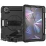 Mobigear SureGrip Xtreme iPad Pro 11 Zoll (2024) Hülle Kunststoff,Silikon Backcover + Stifthalter + Schulterträger + Ständer - Schwarz
