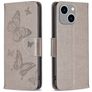 Mobigear Butterfly iPhone 15 Plus Hülle Klapphülle Geldbörse - Grau