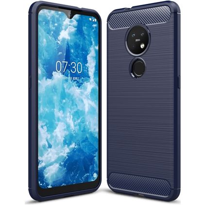 Mobigear Brushed Slim Nokia 7.2 Hülle Flexibles TPU Backcover - Marineblau
