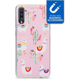 My Style Magneta Samsung Galaxy A70 Hülle Flexibles TPU Backcover - Pink Alpaca