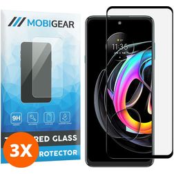 Mobigear Premium Motorola Edge 20 Lite Panzerglas Displayschutz - Hüllenfreundlich - Schwarz (3er Pack)