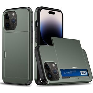 Mobigear Card iPhone 15 Pro Hülle Hardcase Backcover Stoßfest mit Kartenhalter - Armeegrün