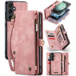 Caseme 008 Samsung Galaxy S23 FE Hülle Abnehmbare 2in1 Klapphülle Geldbörse - Pink