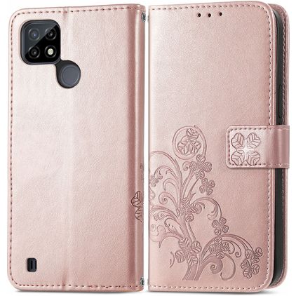Mobigear Clover Realme C25Y Hülle Klapphülle Geldbörse - Roségold