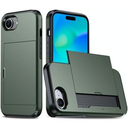 Mobigear Card iPhone 17e Hülle Hardcase Backcover Stoßfest mit Kartenhalter - Grün