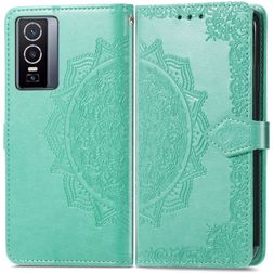 Mobigear Mandala Vivo Y76 Hülle Klapphülle Geldbörse - Grün