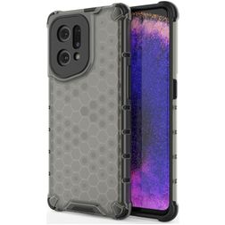 Mobigear Honeycomb OPPO Find X5 Hülle Hardcase Backcover Stoßfest - Schwarz