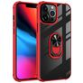 Mobigear Crystal Ring iPhone 14 Pro Max Hülle Hardcase Backcover mit Ringhalter - Transparent / Rot