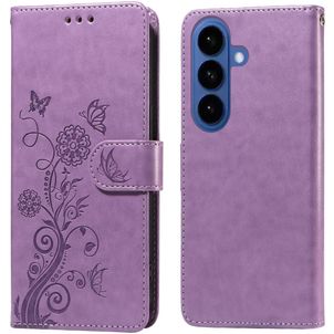 Mobigear Flowers Samsung Galaxy S26 Hülle Klapphülle Geldbörse - Lila