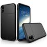 Mobigear Card iPhone XS Hülle Hardcase Backcover Stoßfest mit Kartenhalter - Schwarz