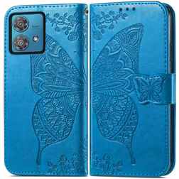 Mobigear Butterfly Motorola Edge 40 Neo Hülle Klapphülle Geldbörse - Blau