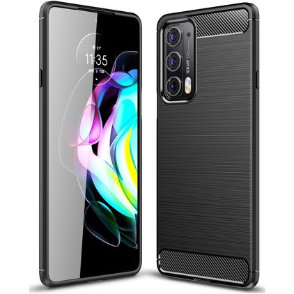 Mobigear Brushed Slim Motorola Edge 20 Hülle Flexibles TPU Backcover - Schwarz