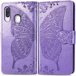 Mobigear Butterfly Samsung Galaxy A40 Klapphülle Portemonnaie - Lila