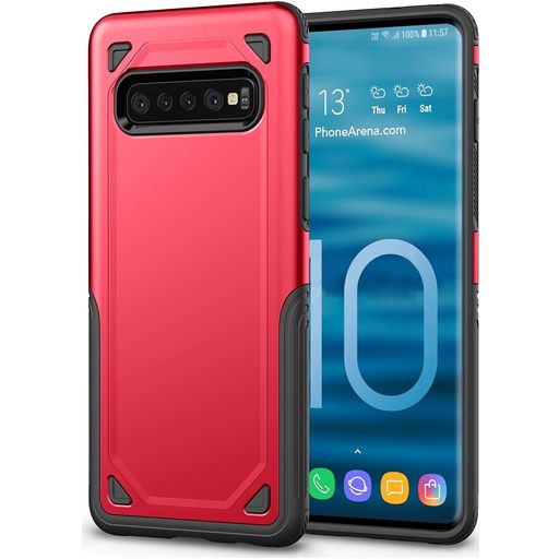 Mobigear Slim Armor Samsung Galaxy S10 Plus Hülle Hardcase Backcover Stoßfest - Rot
