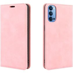 Mobigear Retro Slim OPPO Reno 4 Hülle Klapphülle Geldbörse - Pink
