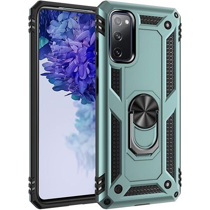 Mobigear Armor Ring Samsung Galaxy S20 FE Hülle Hardcase Backcover Stoßfest mit Ringhalter - Grün