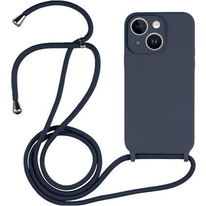 Mobigear Lanyard iPhone 14 Plus Silikon Handykette - Dunkelblau