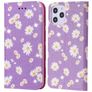 Mobigear Daisies iPhone 12 Pro Max Hülle Klapphülle Geldbörse - Lila