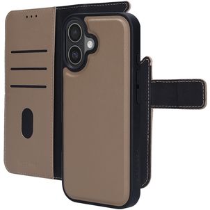 Mobiparts iPhone 17 Hülle Echtes Leder Abnehmbare 2in1 Klapphülle Geldbörse - Taupe