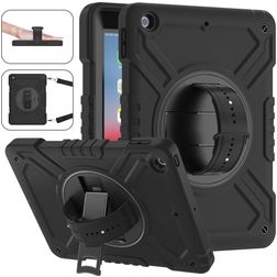 Mobigear Hybrid Rotation iPad Air 1 (2013) Hülle Kunststoff,Silikon Backcover + Schulterträger + Ständer - Schwarz