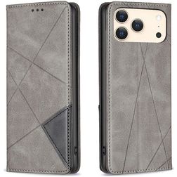 Mobigear Rhombus Slim iPhone 18 Pro Hülle Klapphülle - Grau