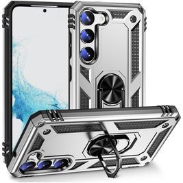 Mobigear Armor Ring Samsung Galaxy S23 Hülle Hardcase Backcover Stoßfest mit Ringhalter - Silber