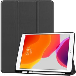 Mobigear Tri-Fold Gel iPad 9 (2021) Hülle TPU,Kunstleder Klapphülle + Stifthalter - Schwarz