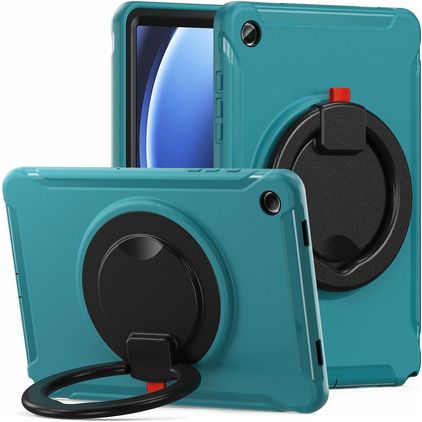Mobigear RingGuard Samsung Galaxy Tab A9 Plus (2023) Hülle Kunststoff,Silikon Backcover + Ständer - Blau